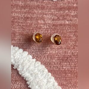 Real 18k japan gold with citrine stone earrings